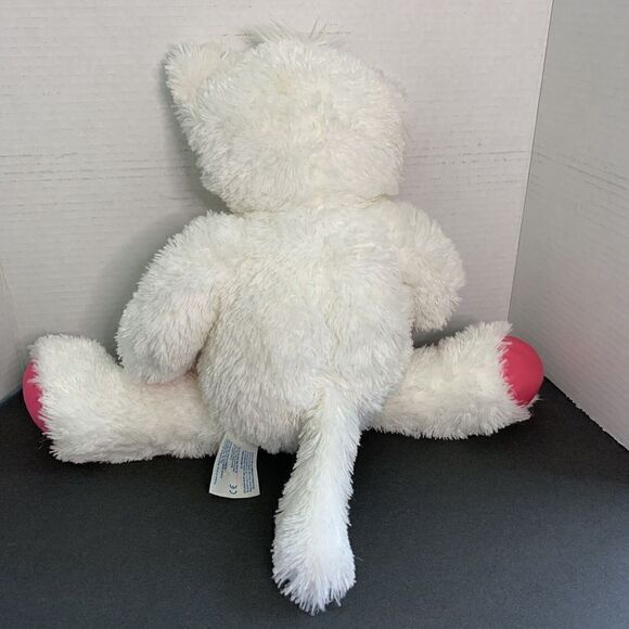 Build A Bear SASSY Cat White Pink Heart 17” Plush Kitty Cat - Picture 4 of 7
